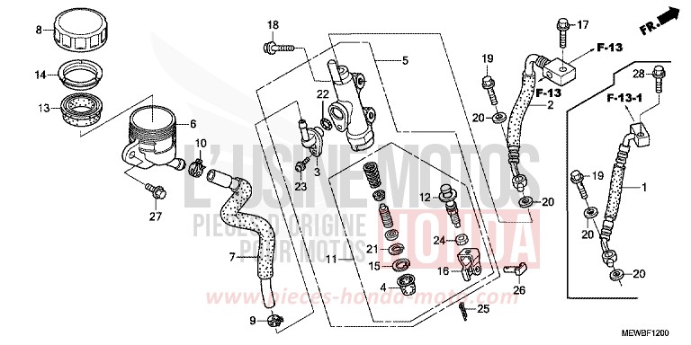 RR. BRAKE MASTER CYLINDER for Deauville ABS PEARL CONCOURS BLACK (NHA65) from 2011